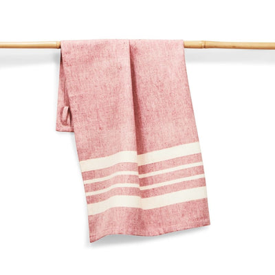 Striped Cotton Kitchen Towel 27"x19" - Tomato and white stripes