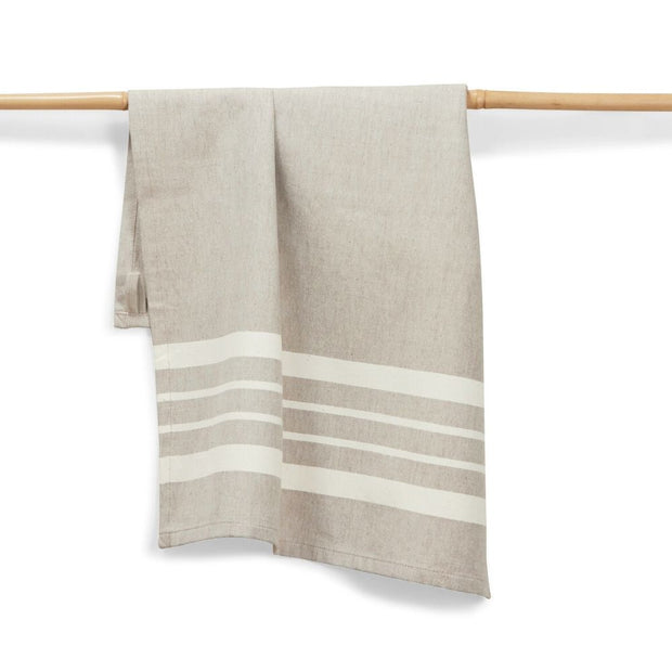 Striped Cotton Kitchen Towel 27"x19" - Chai with white stripes