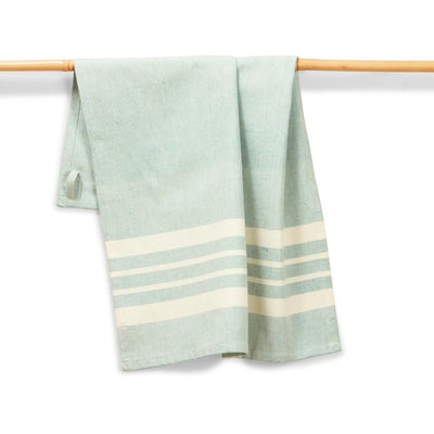 Striped Cotton Kitchen Towel 27"x19" - Parsley with white stripes