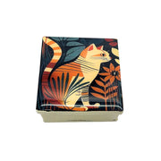 Small Painted Cat Tin Jewelry Box seen from top