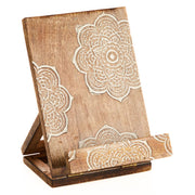 Hand-carved Mandala Media or Recipe Book or iPad Stand