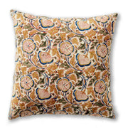 Kalamkari Reversible Pillow showing the Meadow pattern side