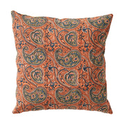 Kalamkari Reversible Pillow showing side with Paisley pattern