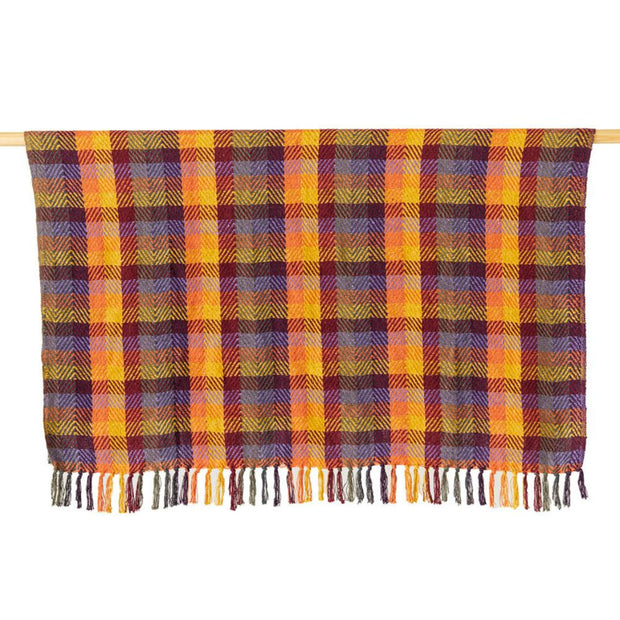 60" x 50" Rethread Throw - Harvest Plaid fully open