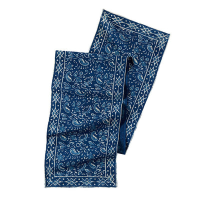 Indigo Dabu Paisley Table Runner 14" x 72"