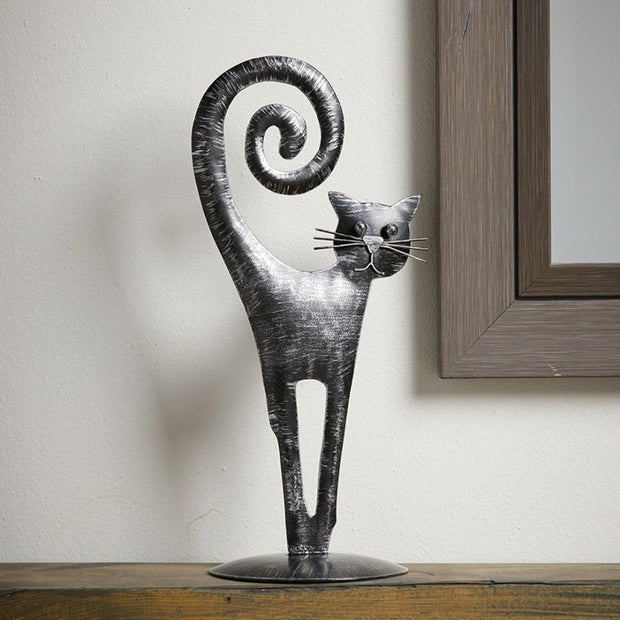 Metal High-Tail Black Cat on a shelf