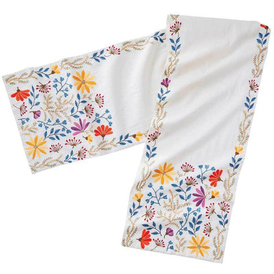 Embroidered Shalimar Meadow Table Runner 73" x 14"