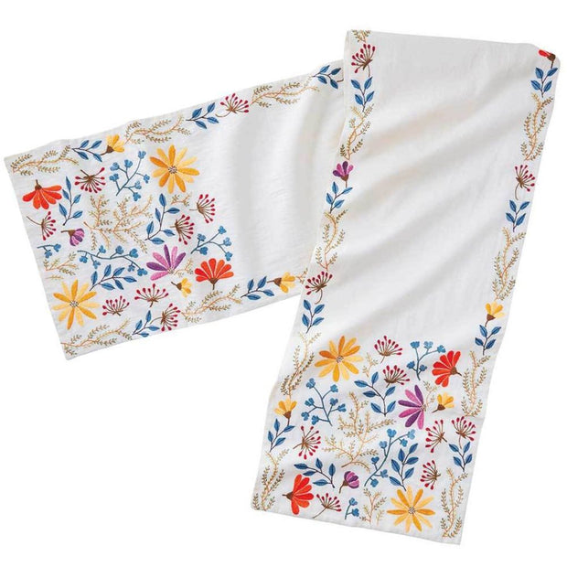 Embroidered Shalimar Meadow Table Runner 73" x 14"