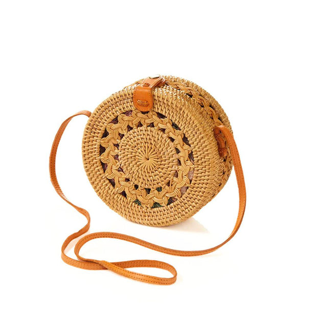 Matahari Rattan Round Crossbody Bag front