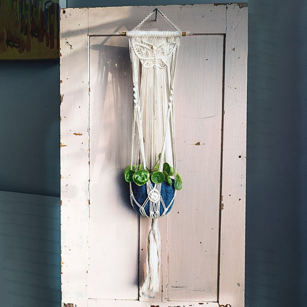macrame plant hanger with crystals Macrame Plant Hanger