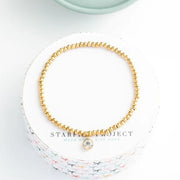 Splendid Sparkle Stretch Bracelet with zircon stone charm in gift box