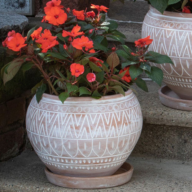 Terracotta Globe Planter with Saucer lifestyle