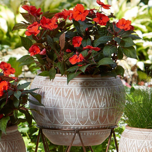 Terracotta Globe Planter with Saucer lifestyle