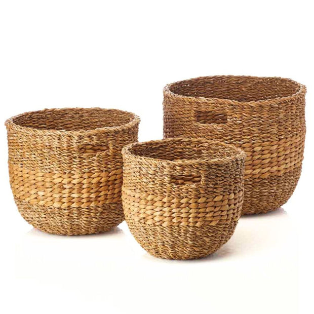 Set of 3 Natural Hogla Rope Nesting Baskets