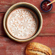 Snowflake Bread warmer in Blue Detail Basket lifestyle