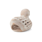 Whitewashed Terracotta Duck Lantern showing back opening for votive candle or LED light