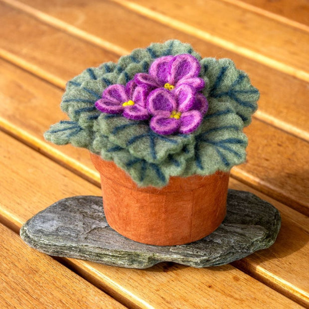 Potted Plant Decor featuring a Felted African Violet in Bloom lifestyle