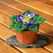 Potted Plant Decor - Felted Pansies in Bloom lifestyle