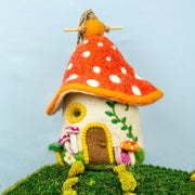Felted Wool Birdhouse: Fungi Mushroom House styled