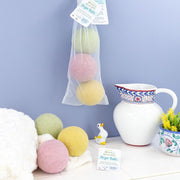 Set of 3 Pastel Color Wool Dryer Balls in bag styled