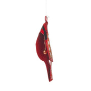 Hand-Painted Recycled Iron Cardinal Ornament showing interior mini bell