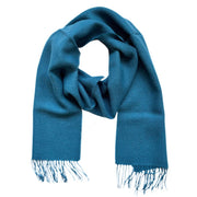 Solid color 100% Alpaca Fiber Fringed Scarf in blue