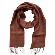 Solid color 100% Alpaca Fiber Fringed Scarf in Burnt Orange