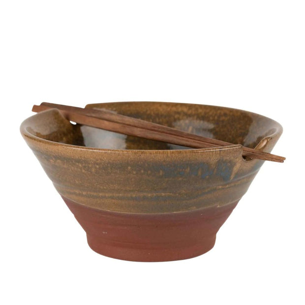 Chopsticks and Hand-thrown Terracotta Bowl Set