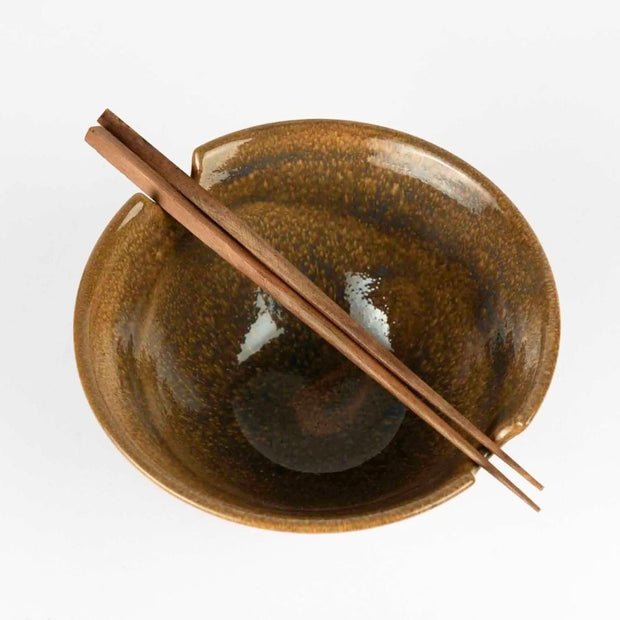 Chopsticks and Hand-thrown Terracotta Bowl Set interior view