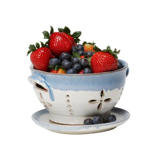 Bowl of Berries Ceramic Colander filled with fruit