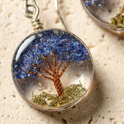 Mini Tree of Life Resin Drop Earrings closeup