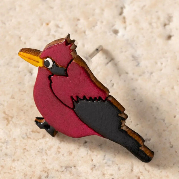 Carmesi Cardinal Gourd Stud Earring close-up detail