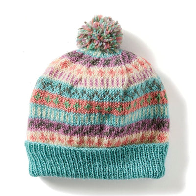 Nordic Pattern Pastel Folklore Knit Pom Pom Hat