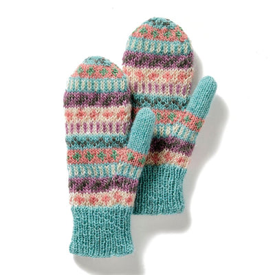 Nordic Pattern Pastel Folklore Knit Mittens