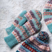 Nordic Pattern Pastel Folklore Knit Mittens styled