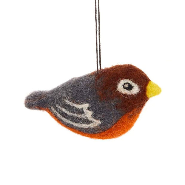 Felt Bird Ornament - Robin