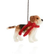 Felt Beagle with Red Scarf Ornament