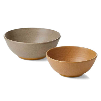 Warm Amber and Stone Gray Dhabba Stoneware Ceramic Mixing Bowls