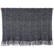 Handmade Chunky Cable Knit Throw showing pattern and fringes