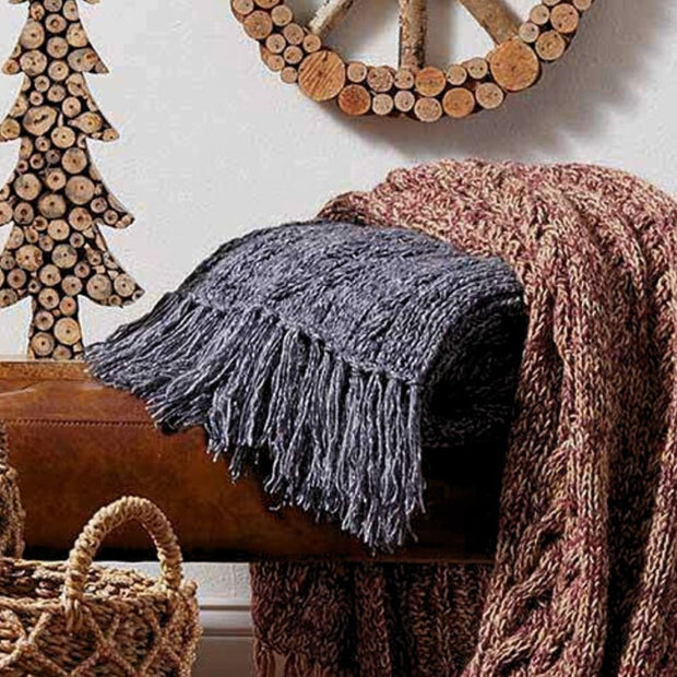 Handmade Chunky Cable Knit Throw lifestyle