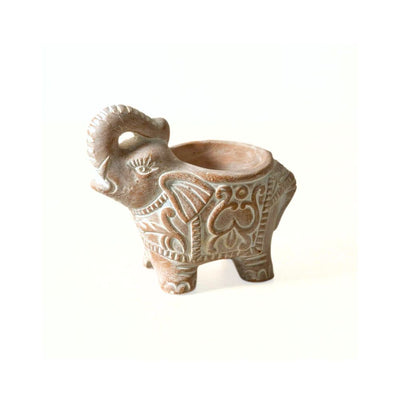 Tiny Terracotta Elephant Tea Light Holder