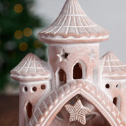 Mahal Palace Terracotta Nativity 6-piece Set close-up of the three spires