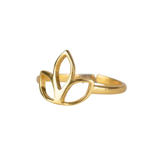 Lotus Flower Adjustable Gold tone Ring