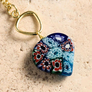 Heart Shaped Raza Murano Millefiori Pendant Necklace close-up detail