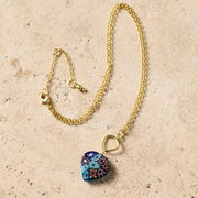 Heart Shaped Raza Murano Millefiori Pendant Necklace showing full chain