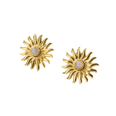 Sunburst Moonstone Post Earrings