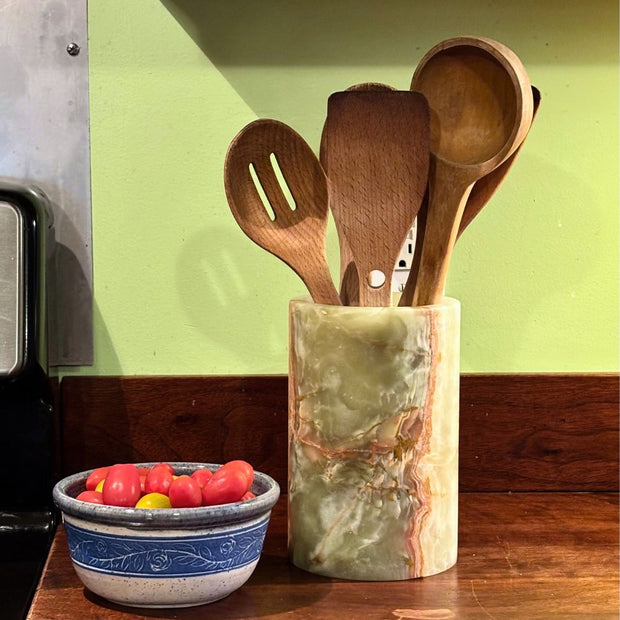 Natural Onyx Wine Chiller or Cooler as a kitchen utensil holder
