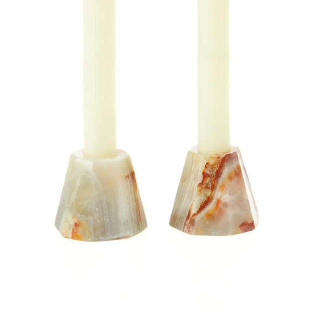 Natural Onyx Taper Candle Holder with candle