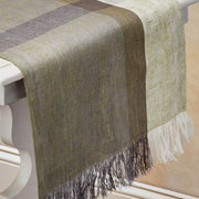 Handwoven Flax Linen Table Runner - Rosemary closeup detail