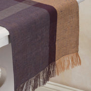 Handwoven Flax Linen Table Runner - Wild Rice closeup